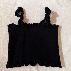 Reformation Black Ruffled Camisole